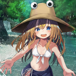 This is a pixiv picture whose title is 諏訪子様と水遊びしたくないですか？.