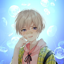 This is a pixiv picture whose title is 海月と甘味.