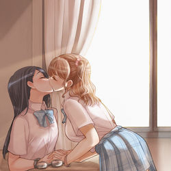 This is a pixiv picture whose title is skeb依頼百合イラスト2.