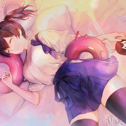 This is a pixiv picture whose title is 加賀さんの寝顔は意外と可愛いという噂.