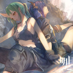 This is a pixiv picture whose title is 「あなたの盾になる❥(^_-)❤❤」「~~~うん」.