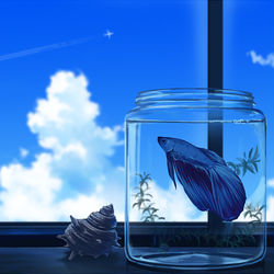 This is a pixiv picture whose title is 窓辺の魚.