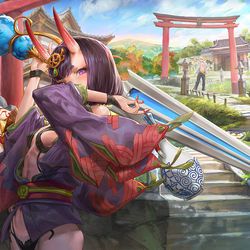 This is a pixiv picture whose title is 酒呑童子と茨木童子.