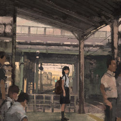 This is a pixiv picture whose title is 待ち時間.