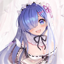 This is a pixiv picture whose title is ロングヘアーレム.
