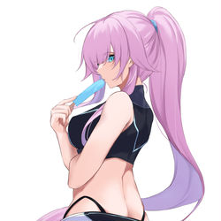 This is a pixiv picture whose title is ポニーテールとアイス.