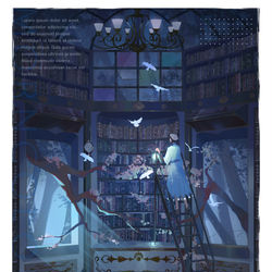 This is a pixiv picture whose title is 夜之书.