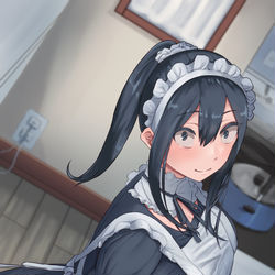 This is a pixiv picture whose title is 四白眼のメイドさん.