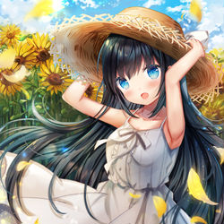 This is a pixiv picture whose title is ひまわりと女の子.