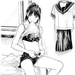 This is a pixiv picture whose title is 朝の女子高生.