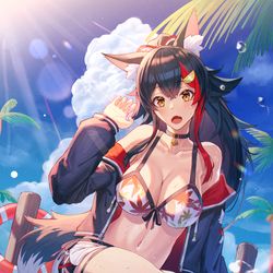 This is a pixiv picture whose title is 水着ミオちゃん🐺.