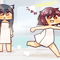 This is a pixiv picture whose title is おふろエクシアとテキサスさん.