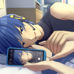 This is a pixiv picture whose title is 「今撮ろうとしてたでしょ～マスター」.