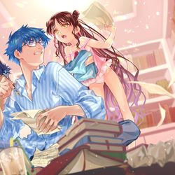 This is a pixiv picture whose title is 「筆の進みはよろしいでしょうか？」.