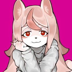 This is a pixiv picture whose title is 粉毛狐狐.