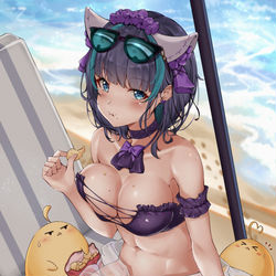 This is a pixiv picture whose title is 水着柴郡.
