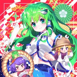 This is a pixiv picture whose title is 早苗さんと神々.