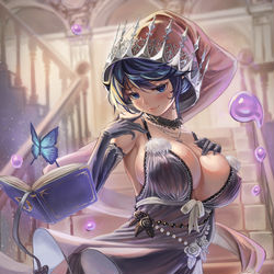 This is a pixiv picture whose title is 黒ドレスドレミーさん.