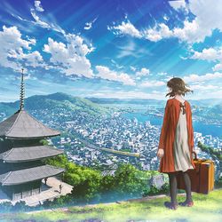 This is a pixiv picture whose title is 旅に出よう.
