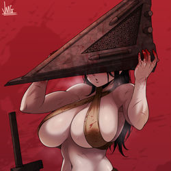 This is a pixiv picture whose title is 三角頭.