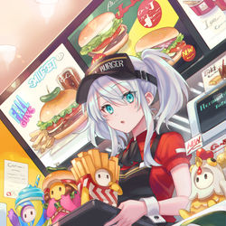 This is a pixiv picture whose title is FallGuys　ハンバーガーショップ.