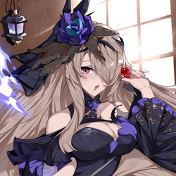 This is a pixiv picture whose title is 黑礼服与糖.