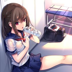 This is a pixiv picture whose title is 部活上がり.