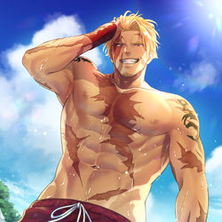 This is a pixiv picture whose title is 水着ベオウルフありがとう...！！.