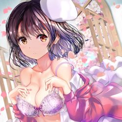 This is a pixiv picture whose title is 下着姿の加藤恵さん.