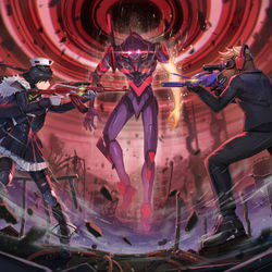 This is a pixiv picture whose title is EVAｘ荒野行動コラボ記念イラスト.