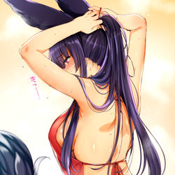 This is a pixiv picture whose title is 腋と背中と横乳と.