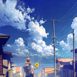 This is a pixiv picture whose title is 両手に夏.