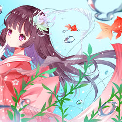 This is a pixiv picture whose title is 金魚姫.