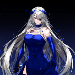 This is a pixiv picture whose title is 青いドレス.