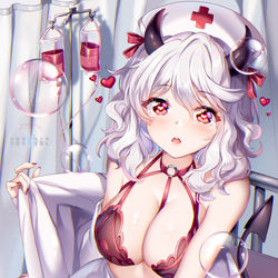 This is a pixiv picture whose title is Helltaker - Nurse Modeus.