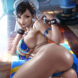 This is a pixiv picture whose title is 春丽比基尼 Chun Li casual.