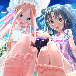 This is a pixiv picture whose title is 水着アビーちゃんと殺生院リリィちゃん.
