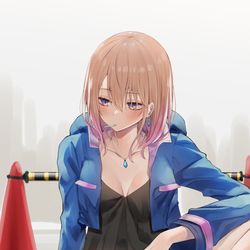 This is a pixiv picture whose title is 座り方が汚いギャル.