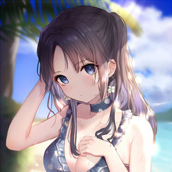 This is a pixiv picture whose title is 水着三峰.