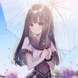 This is a pixiv picture whose title is 梅雨明けの紫.