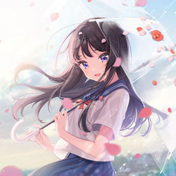 This is a pixiv picture whose title is 雨に恋う.