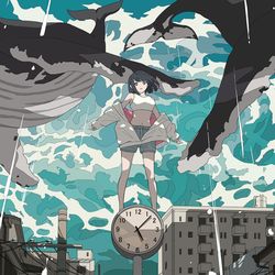 This is a pixiv picture whose title is 鯨注意報.