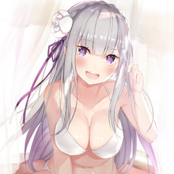 This is a pixiv picture whose title is 水着エミリアたん.