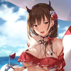 This is a pixiv picture whose title is 夏のサキュちゃん.