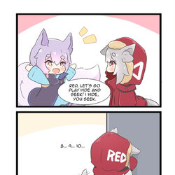 This is a pixiv picture whose title is Hide and Seek.