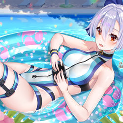 This is a pixiv picture whose title is プールで浮かぶ水着巴御前.