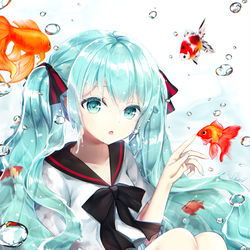 This is a pixiv picture whose title is ボトルミク+.｡o○ﾟ.