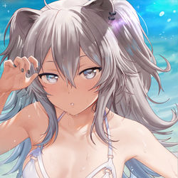 This is a pixiv picture whose title is 獅白ぼたん.