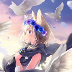 This is a pixiv picture whose title is 黎明の天狼.