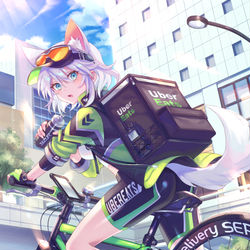 This is a pixiv picture whose title is ケモ耳+Uber Eats.